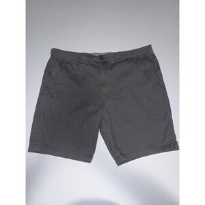 Jachs New York Men 38 Chino Shorts Grey Embroidered Pattern Flat Front Preppy